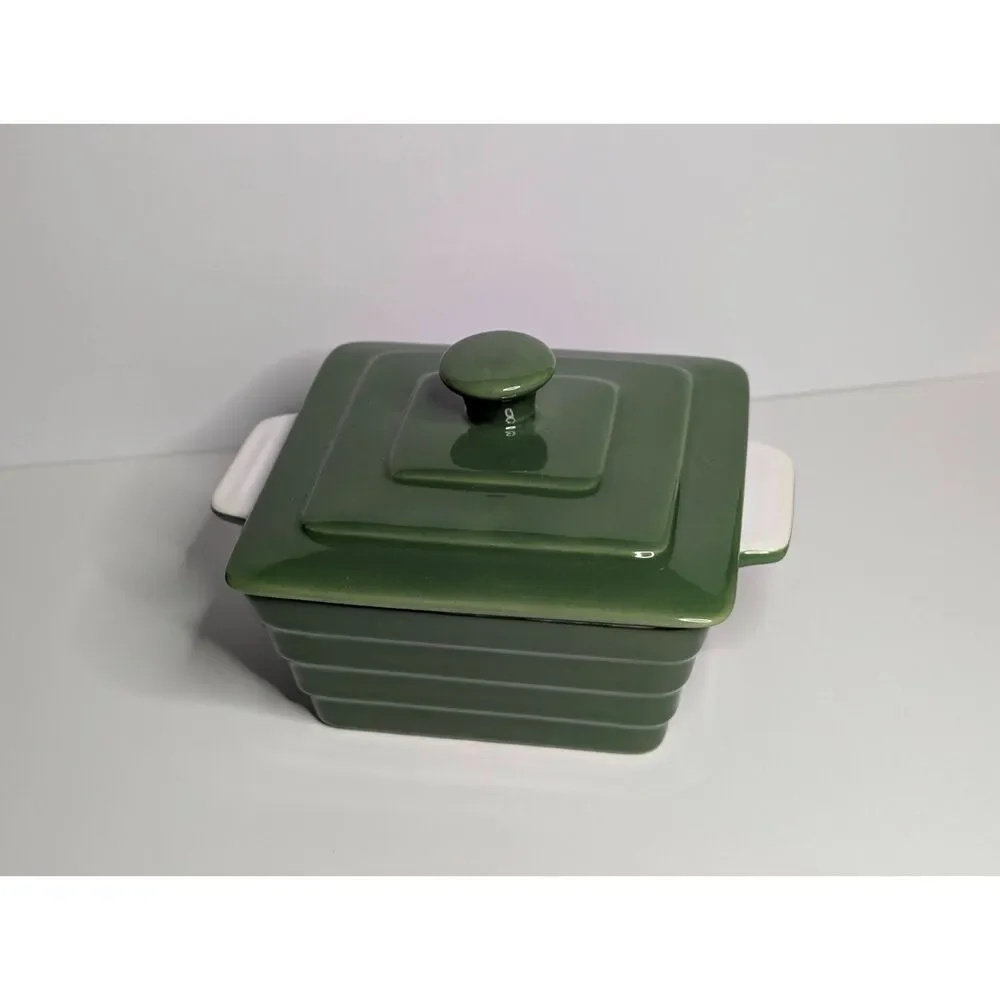 Green Ceramic Covered Mini Casserole Dish 6